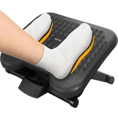 Afbeelding van ACROPAQ Voetensteun Antislip Voetensteun, 3 verstelbare hoogtes, 30 tot +30 graden kanteling Ergonomische Voetensteunbank Grijs