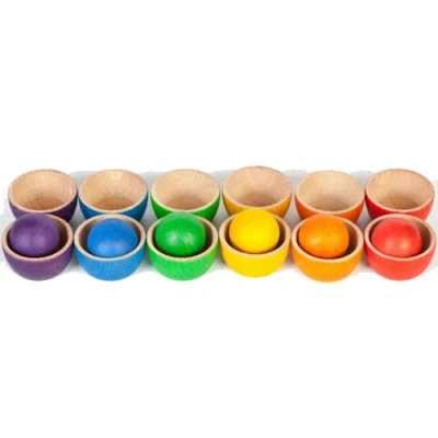 Afbeelding van Grapat Houten bakjes en ballen gekleurd