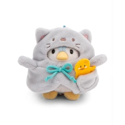 Afbeelding van Set knuffeldier Pinguïn Waddle 8 cm met Eend &amp; Kattenkostuum in Geschenkdoos 8,5x6,5x10 blauw Zacht speelgoed gemaakt van pluche, schattig pluchen om mee te knuffelen en spelen