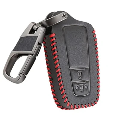 Afbeelding van Otai Lederen autosleutelzakje Hoes Sleutelhanger voor Toyota C HR 2017 2018 Prius 2 Knoppen Handgestikte Soft