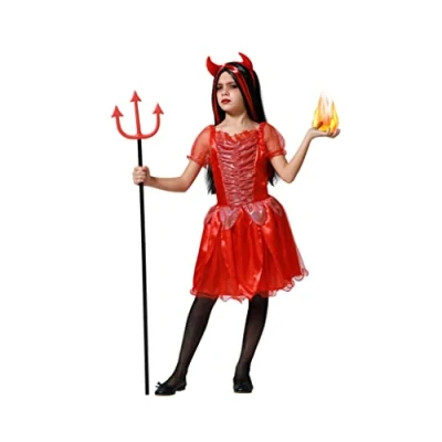 Afbeelding van Kostuums voor Kinderen Rood Demoness Demon Maat 5 6 Jaar