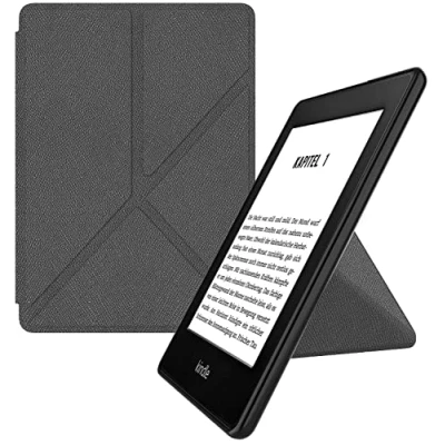 Afbeelding van MyGadget Origami Sleeve for Amazon Kindle Paperwhite 10th Generation (Model 2018 PQ94WIF 6 Inch) Kunstleer Auto Sleep/Wake Functie Flip Case in Grijs