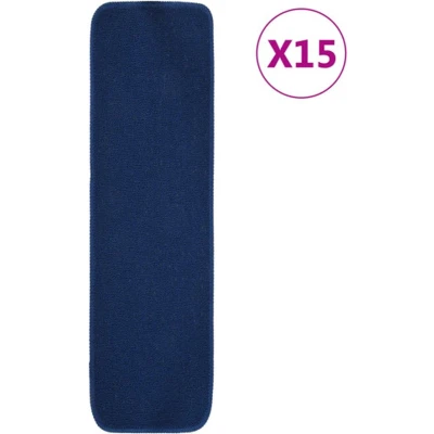 Afbeelding van Trapmatten 15 st anti slip rechthoekig 75x20 cm marineblauw