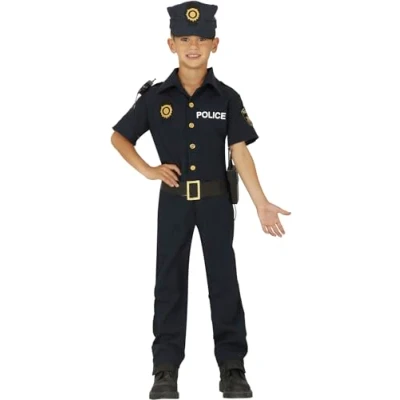 Afbeelding van Fiestas Guirca Verkleedpak Politie Polyester Zwart Mt 128/134