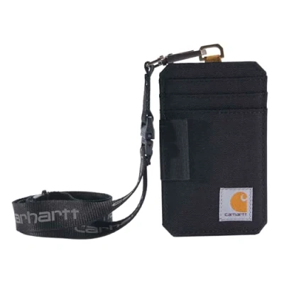 Afbeelding van Carhartt Standaard, waterafstotende canvas ID houder met reflecterende lanyard, nylon eend (zwart), één maat