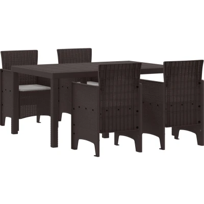 Afbeelding van vidaXL Tuin Eettafel Set 5 pcs Bruin Middelgroot Polypropyleen
