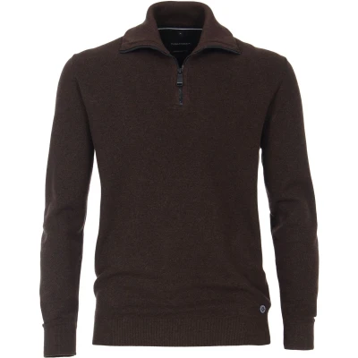 Afbeelding van Casa Moda Halfzip Trui Bruin maat M Heren Schipperstrui met Regular fit Pasvorm Katoen