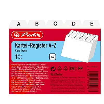 Afbeelding van Herlitz 1500768 indexregister A7 &quot;A Z&quot;, PP, 25 delig