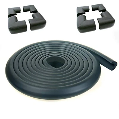 Afbeelding van TUKA i AKUT [Set] 5m Rand Bescherming + 8 Stuks Hoekbescherming L Vormige, Extra Dikker Anti aanrijding Gewatteerde van Tafel/Meubel, Foam Stootkussen Stootrand, Zwart TKD7000 Set Black