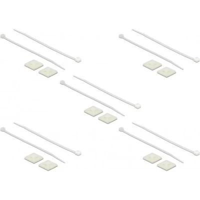Afbeelding van Tie wraps 150 x 3,5mm (10 stuks) met zelfklevende houders / transparant