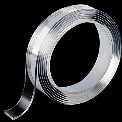 Afbeelding van nano dubbelzijdige geltape, wasbaar, transparant, tape, antislip, herbruikbare kleefband, multifunctioneel, afneembare transparante band, 3 m lang, 1 cm breed