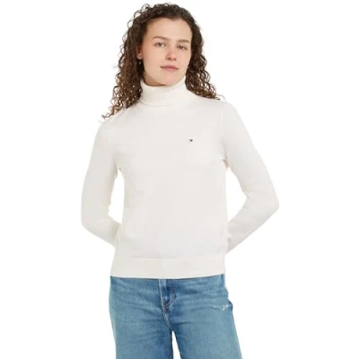Afbeelding van Tommy Hilfiger ROLL NECK Longsleeve, Dames, Maat: XS, Ivory petal