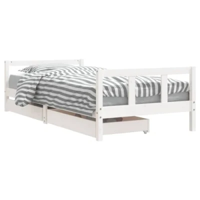 Afbeelding van Kinderbedframe Met Lades 80X160 cm Massief Grenenhout Zwart 90 x 200 / Wit