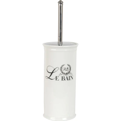 Afbeelding van Clayre &amp; Eef WC Borstel met Houder Ø 11x24 cm Wit Keramiek Rond Toiletborstelhouder