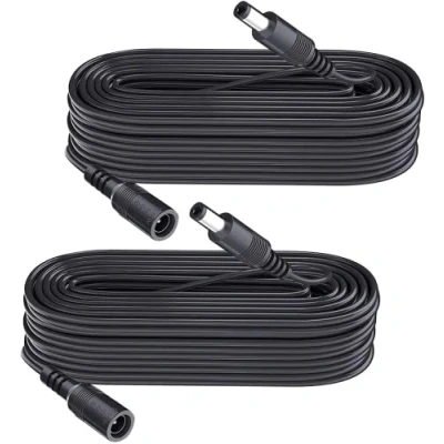 Afbeelding van 2 stuks 10 m DC verlengkabel, stekker 5,5 mm x 2,1 mm, mannelijke naar vrouwelijke stekker, 5V 6V 9V 12V 24V voor beveiligingscamera&#039;s, DVR, router, printer, LED strip, zwart