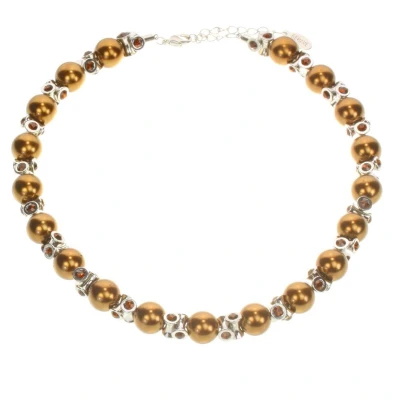 Afbeelding van Behave Klassieke ketting met parels en steentjes