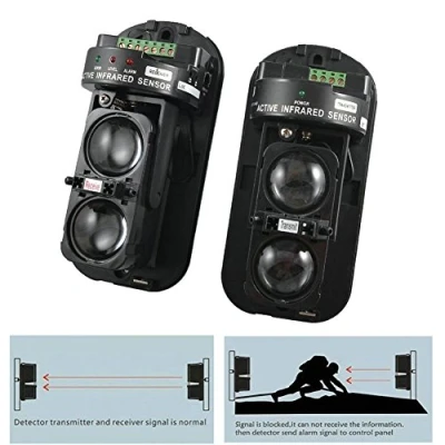 Afbeelding van GuDoQi Bewegingsdetectoren, Infrarood Beveiligings Detector, 100 meter Actieve Spatwaterdicht, Onzichtbare Barrière Foto Elektrische Dubbele Straal