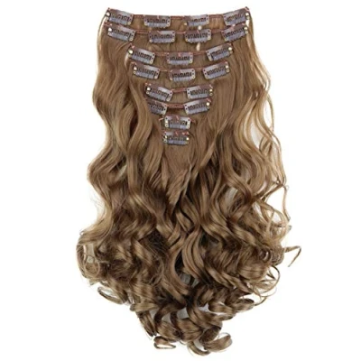 Afbeelding van CAISHA XXL 45cm 8 Delige Set CLIP IN EXTENSIONS Haarextensies Haarstukje Golvend Middenbruin CES3 1