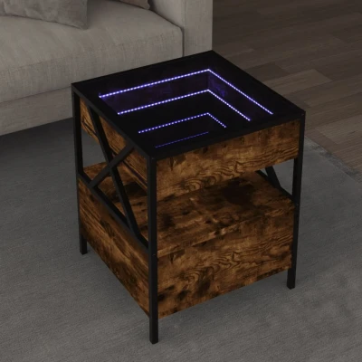 Afbeelding van Salontafel met Infinity LED 40x40x51 cm gerookt eikenkleurig