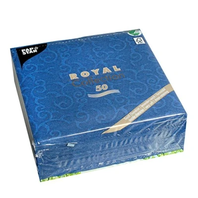 Afbeelding van 50 servetten &quot;Royal Collection&quot; 1/4 vouw 40 cm x donkerblauw &quot;Casali&quot; 84888 Papstar decoratieve