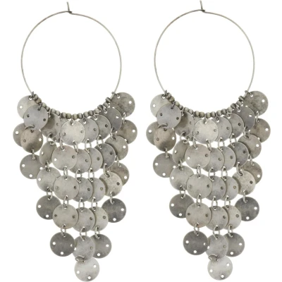 Afbeelding van Behave Oorringen oud zilver kleur met ronde hangertjes