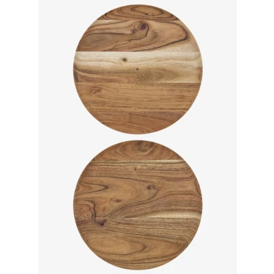 Afbeelding van House Doctor Wood dienblad Ø25 cm 2 pack Natuur