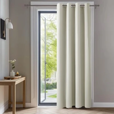 Afbeelding van Deconovo Thermische Gordijnen 96 inch Lang, Crème, 1 stuk, Verdusteringsgordijnen met Ringen voor Slaapkamer, Woonkamer, 140x260 cm (B x H)