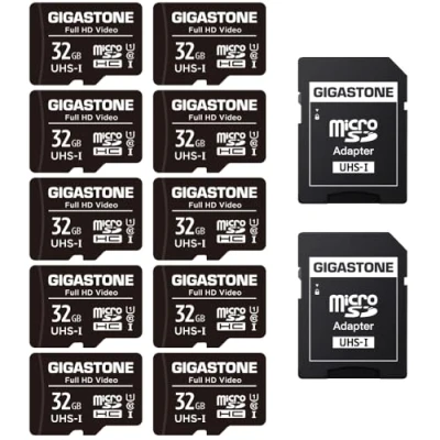Afbeelding van Gigastone 32GB 10 pack micro sd geheugenkaart, SDHC UHS I U1, klasse 10, 90/20 MB/s lees en schrijfsnelheid, geschikt voor Nintendo Switch, GoPro action cam, Compactcamera’s, DJI drone, card