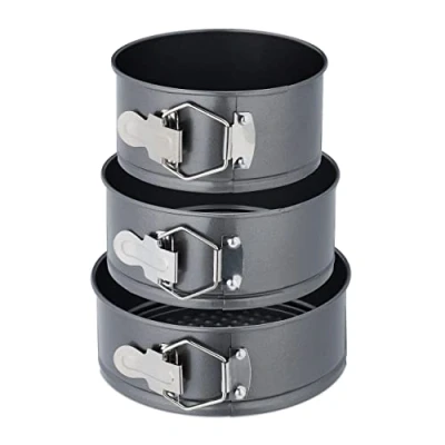 Afbeelding van Relaxdays springvorm 3 delige set 14, 16, 18 cm taartvorm antiaanbaklaag rond