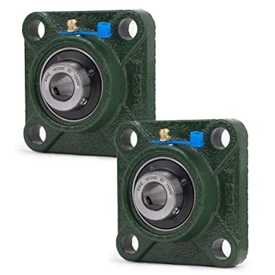 Afbeelding van XiKe 2 stuks UCF202 Boring 15mm Kussenblok vierkante flenslagers, Integraal gietijzeren omhulsel en zelfuitlijnende chroomstalen lagers.