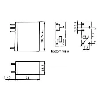 Afbeelding van Verticaal Relais 10A/30VDC 220VAC 1 x Wissel 24VDC per 10