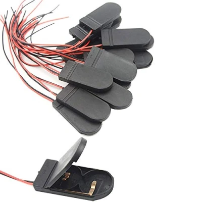 Afbeelding van GTIWUNG 20 STKS CR2032 Batterijhouder Plastic 2x3V Knoopcelbatterij Houder Case Box met Draad Lood AAN UIT Schakelaar (Zwart)