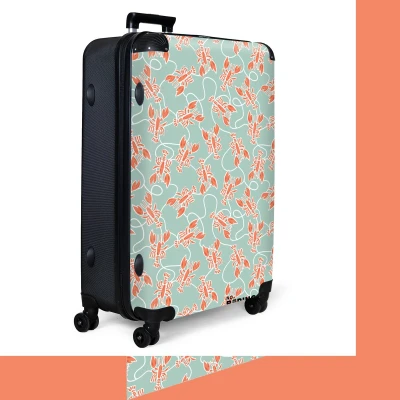Afbeelding van NoBoringSuitcases.com® Koffer groot Reiskoffer lichtgewicht Kreeft print groen Rolkoffer met 4 wielen Grote trolley XL 98 liter bagage