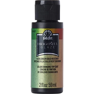 Afbeelding van PLAID ENTERPRISES, INC. 44385 Red Libellen glazuur, 57 ml Folkart Color Shift GRN/GLD/RD, groen, goud, rood, 2oz/59ml, 59 milliliter