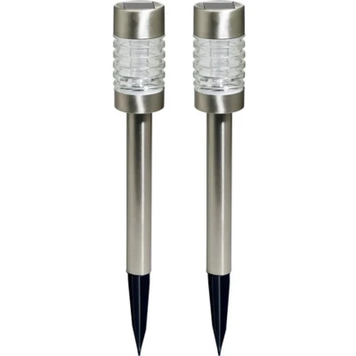 Afbeelding van Tuinlamp Luxform Solar Torino Stainless Steel 6 Lumen (Set van 2)