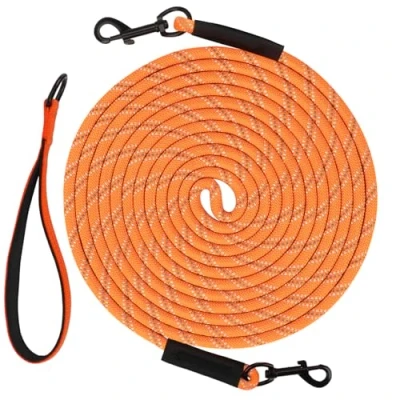 Afbeelding van Taglory Trainingsriem voor honden 15 m, reflecterend, lang hondentouw, hondenriem kleine, middelgrote en grote honden, oranje