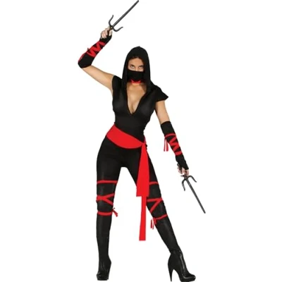 Afbeelding van Fiestas Guirca Volwassenkostuum Ninja zwart/rood M (38 40)