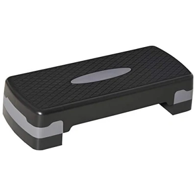 Afbeelding van HOMCOM Stepboard aerobic fitness stepper hometrainer in hoogte verstelbaar sport zwart A90 076