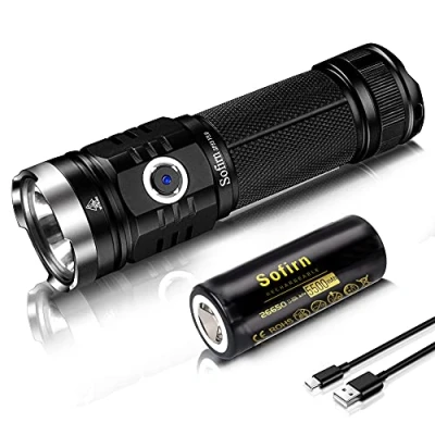 Afbeelding van Led zaklamp,Sofirn SP33 V3.0 Max 3500 Lumen Oplaadbare lamp, USB laadpoort XHP50.2 Leds met 26650 batterij voor buitenactiviteiten Camping wandelen