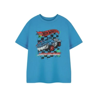 Afbeelding van Hot Wheels Jawsome Jongens blauw T shirt met korte mouwen Raceauto grafisch voor kinderen Merkprinttop zomerkleding kleding Katoenen