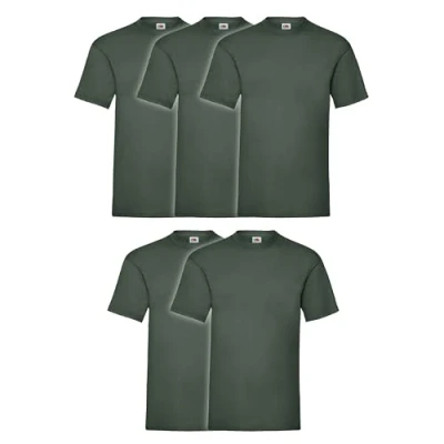Afbeelding van Fruit of the Loom Heren T shirt Valueweight, 5 pack, Flessengroen Myshirt gymtas, L
