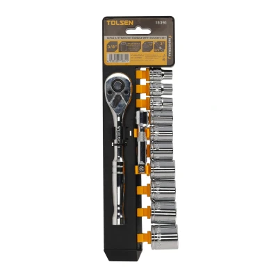 Afbeelding van Tolsen Doppenset 12 delig Industrial SAE Met ratel en verlengstuk Maten 5/16&quot;, 3/8&quot;, 7/16&quot;, 1/2&quot;, 9/16&quot;, 5/8&quot;, 11/16&quot;, 3/4&quot;, 13/16&quot;, 7/8&quot;