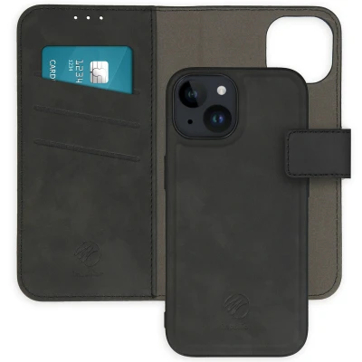 Afbeelding van Apple iPhone 15 Hoesje Kunstleder iMoshion Bookcase/2 in 1 Case Zwart Telefoonhoesje