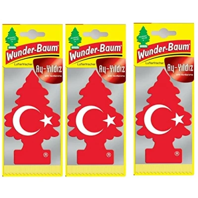 Afbeelding van Wunderbaum Ay Yildiz Turkse vlag (vanille), wonderboom, luchtverfrisser, geurboom, 3 stuks
