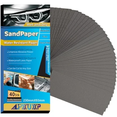 Afbeelding van ALPXUXP schuurpapier set,korrel van 60# tot 1000# droog/nat voor schuren het polijsten automobiel metaal kunststof hout（40 Stuks）