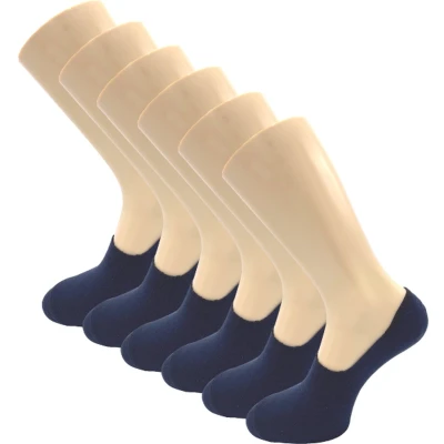 Afbeelding van 6 paar Invisible sneakersokken Footies Siliconen hiel Marineblauw Onesize 40 44