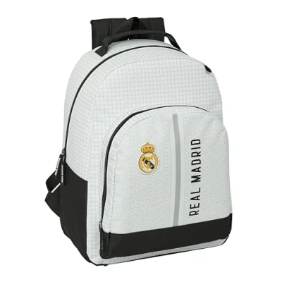 Afbeelding van Safta Real Madrid 1. Team 24/25, aanpasbare rugzak, ideaal voor kinderen van verschillende leeftijden, comfortabel en veelzijdig, 32 x 15 42 cm, Wit/Grijs, 21,5 l, Standaard, Casual