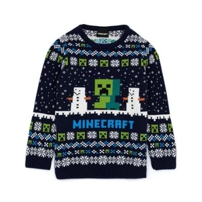 Afbeelding van Minecraft trui jongens en meisjes Creeper gebreide kersttrui met lange mouwen 11 12 jaar