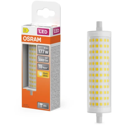 Afbeelding van OSRAM LED Line lamp with filament, clear plastic body, 20 W, R7s retrofit plinth, EEK D, 3,000 lm, K warm white light for general lighting.