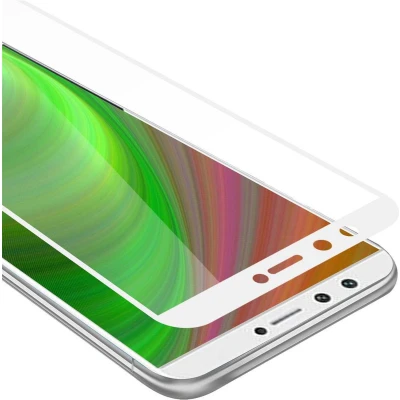 Afbeelding van Cadorabo Screenprotector geschikt voor Honor 9 LITE Volledig scherm pantserfolie Beschermfolie in TRANSPARANT met WIT Gehard (Tempered) display beschermglas 9H hardheid 3D Touch